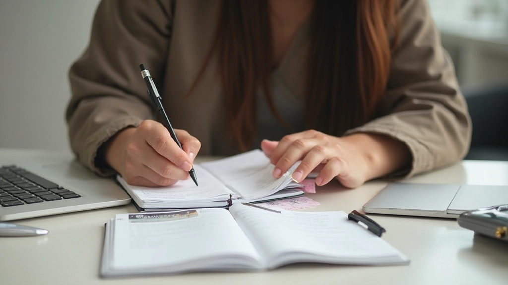 Профессиональная фотография человека, работающего с ноутбуком и планировщиком финансов